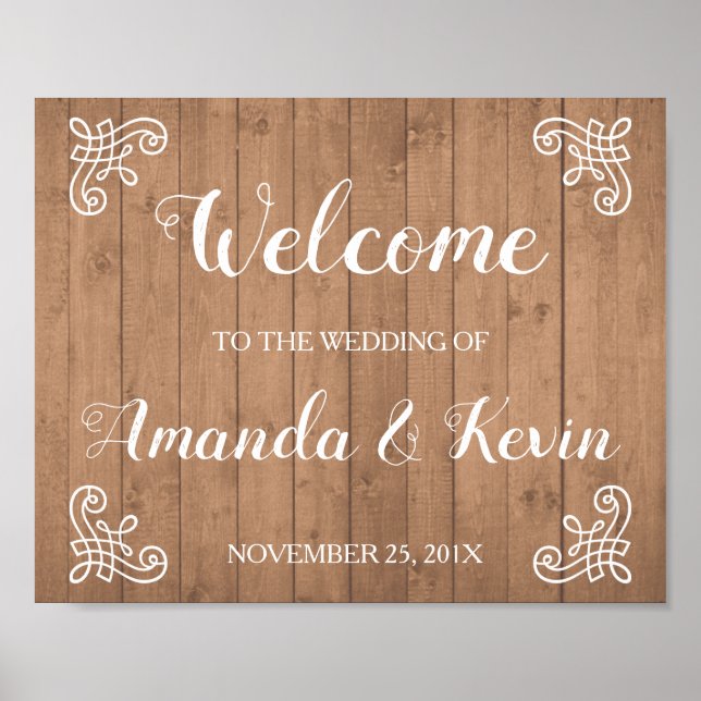 Rustic wood welcome wedding sign (Front)