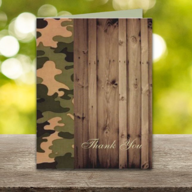 rustic wood western Camo Wedding thank you Card (rustic wood western Camo Wedding thank you)