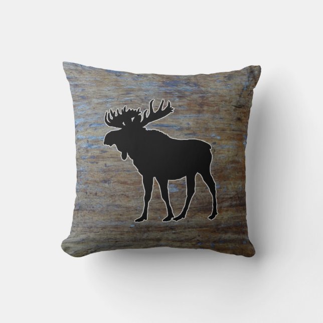 Rustic Wood Western | Moose Animal Cushion (Front)