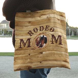 Rustic Wood Western Rodeo Mum Photo  Tote Bag