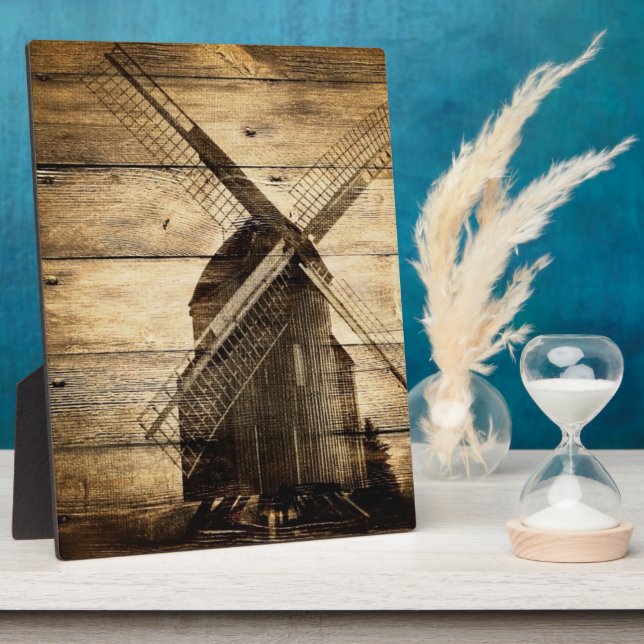 rustic wood western windmill Barn wedding Plaque (Side)