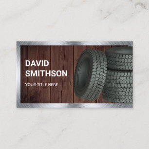 Rustic Wood Wheel Alignment Car Tire Shop Business Card