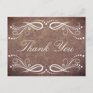 Rustic Wood white Floral Vintage Thank You Postcard