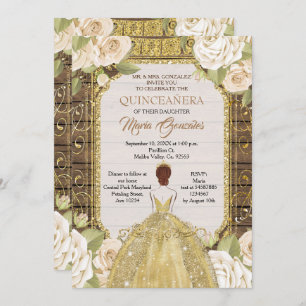 Rustic Wood White Flowers Quinceanera Birthday  Invitation