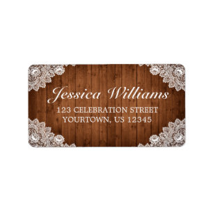 Rustic Wood & White Lace Address Label