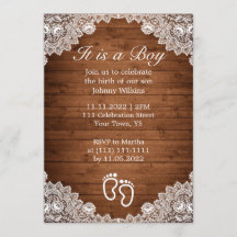 Rustic Wood & White Lace Boy Birth Celebration