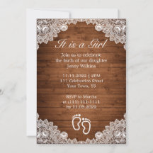 Rustic Wood & White Lace Girl Birth Celebration