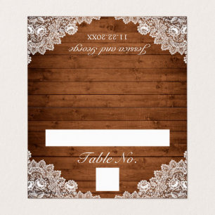 Rustic Wood & White Lace Table Number & Name Card