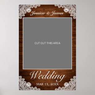 Rustic Wood & White Lace Weddings Photo Prop Poster