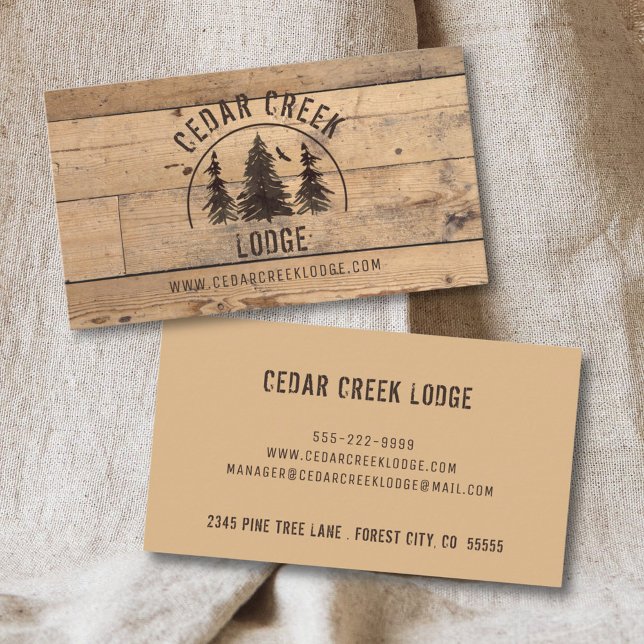 Rustic Wood Wilderness Forest Vacation Rentals Business Card (Creator Uploaded)
