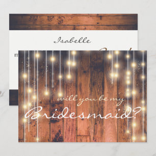 Rustic Wood Will you be my Bridesmaid Invitation