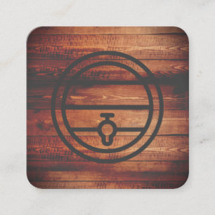 Rustic Wood Wine Beer Barrel Square Business Card