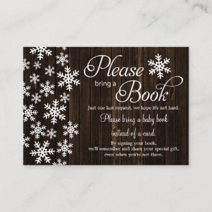 Rustic Wood Winter Baby Shower Bring a Book Enclosure Card