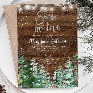 Rustic Wood Winter Snow in love Bridal Shower Invitation