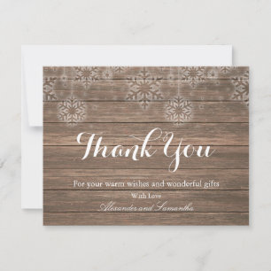 Rustic Wood Winter Snowflake Thank You Card