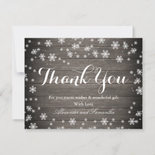 Rustic Wood Winter Snowflake Thank You Card