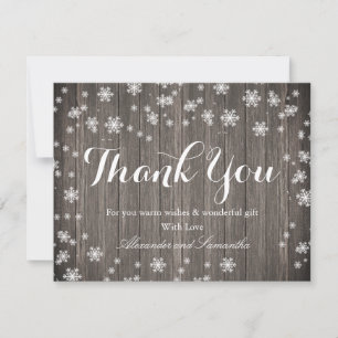 Rustic Wood Winter Snowflake Thank You Card