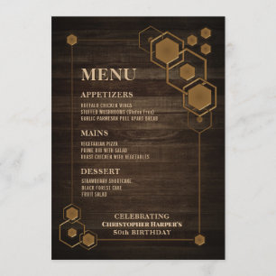 Rustic Wood with Geometric Frame Birthday Menu