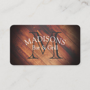 Rustic Wood with Monogram Business Card