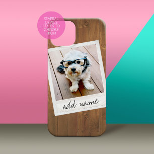 Rustic Wood with Vintage Square Photo Frame iPhone 16 Case