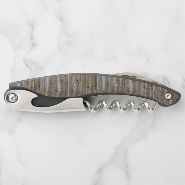 rustic wood wooden tile style corkscrew (Front)