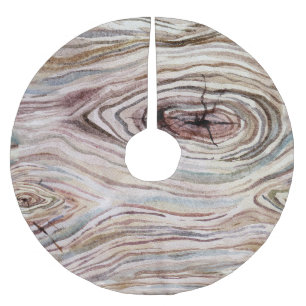 Rustic Wood Wooden Tree Grain Country Brushed Polyester Tree Skirt