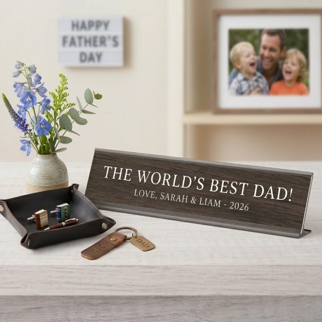 Rustic Wood World's Best Dad Custom  Desk Name Plate (Rustic Wood World's Best Dad Custom Desk Name Plate)