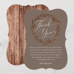 Rustic Wood Wreath Wedding Thank You Card