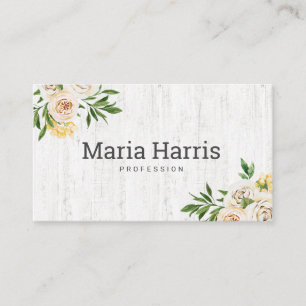 Rustic Wood Yellow Flowers Simple Professional  Business Card
