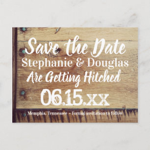 Rustic Wood You and Me Save the Date Postcards