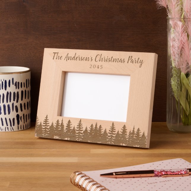 Rustic Wooded Yearly Christmas Party Keepsake Etched Frames (Left)
