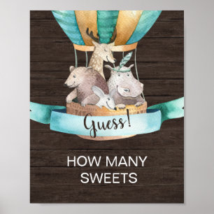 Rustic Wooden   Animals How Many Sweets Game Poster