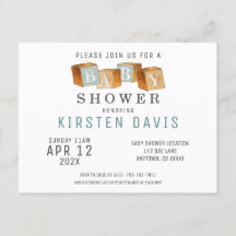 Rustic Wooden Baby Blocks Boy Baby Shower Postcard