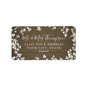 Rustic Wooden Baby's Breath Floral Return Address Label