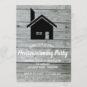 Rustic Wooden Barn Chimney Housewarming Invitation