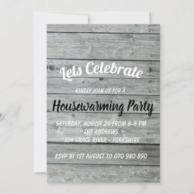 Rustic Wooden Barn Let Celebrate Housewarming Invitation (Front)