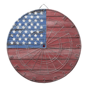 Rustic Wooden Barn Wall American Flag Patriotic Dartboard