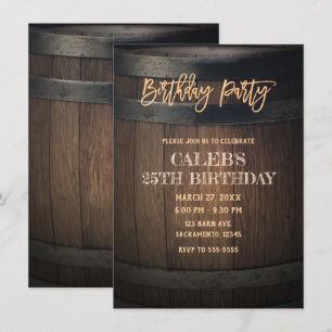 Rustic Wooden Barrel Birthday Party Invitation