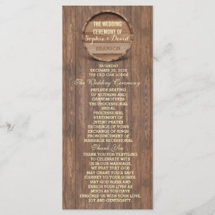 Rustic Wooden Barrel Wedding Custom Program Programme