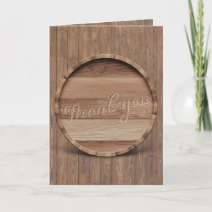 Rustic Wooden Barrel Wedding Thank you Card