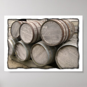 Rustic Wooden Barrels Poster