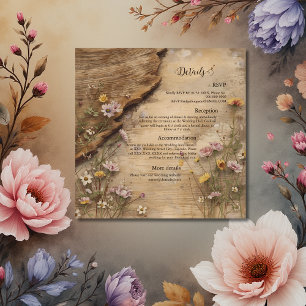 Rustic Wooden Bohemian Floral Wedding Enclosure C Card