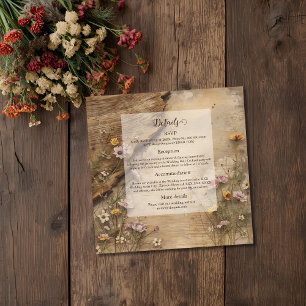 Rustic Wooden Bohemian Floral Wedding Enclosure Card