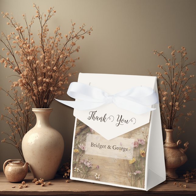 Rustic Wooden Bohemian Floral Wedding  Favour Box (Creator Uploaded)