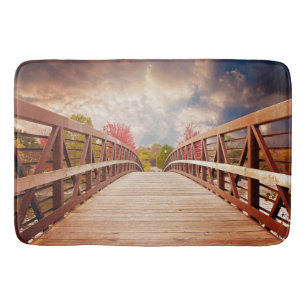 Rustic Wooden Bridge in the Country Bath Mat