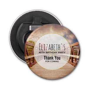 Rustic Wooden Bridge in the Country Birthday Bottle Opener