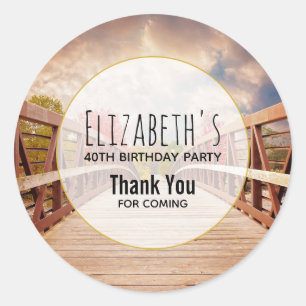 Rustic Wooden Bridge in the Country Birthday Classic Round Sticker