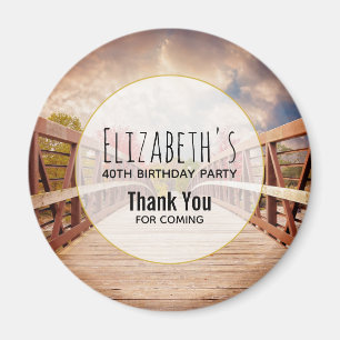 Rustic Wooden Bridge in the Country Birthday Magnet