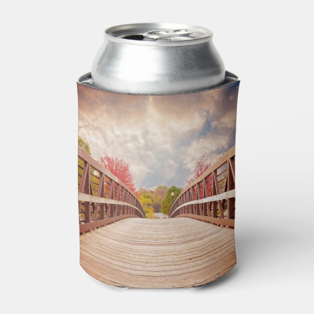 Rustic Wooden Bridge in the Country Can Cooler (Can Front)