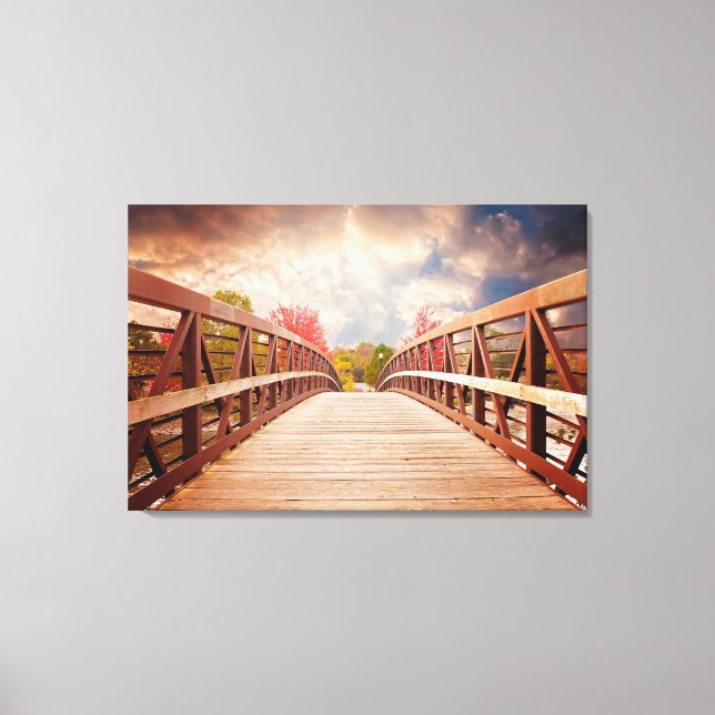 Rustic Wooden Bridge in the Country Canvas Print (Front)